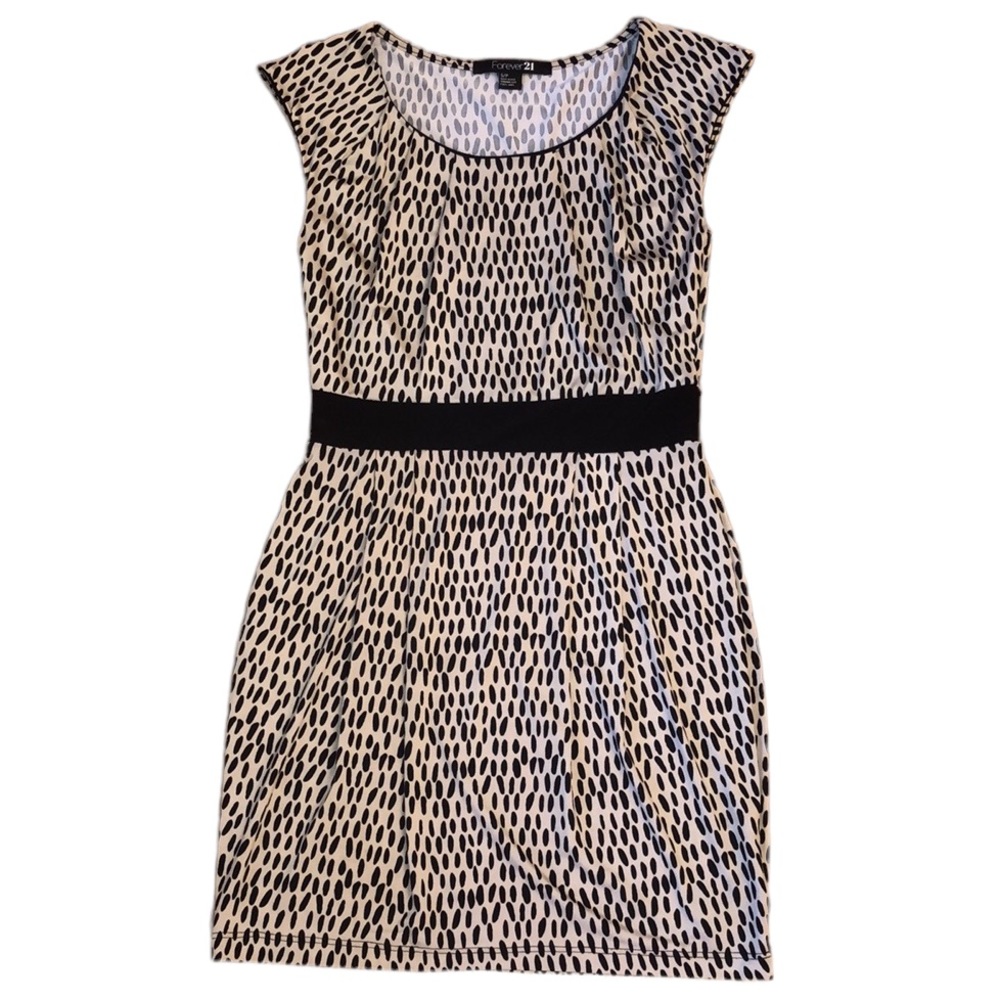 Forever 21 Spotted Animal Print Dress Black and Tan Size Small